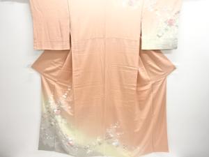 手描き友禅波に桜梅模様訪問着